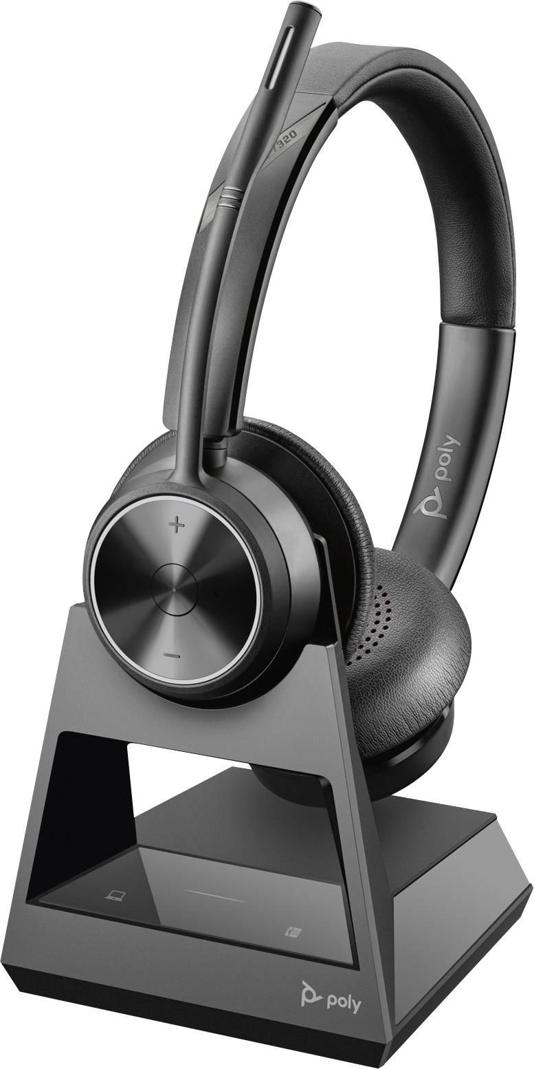 HP On Ear Headset Savi 7320 Office Stereo Bluetooth Noise Cancelling Schwarz