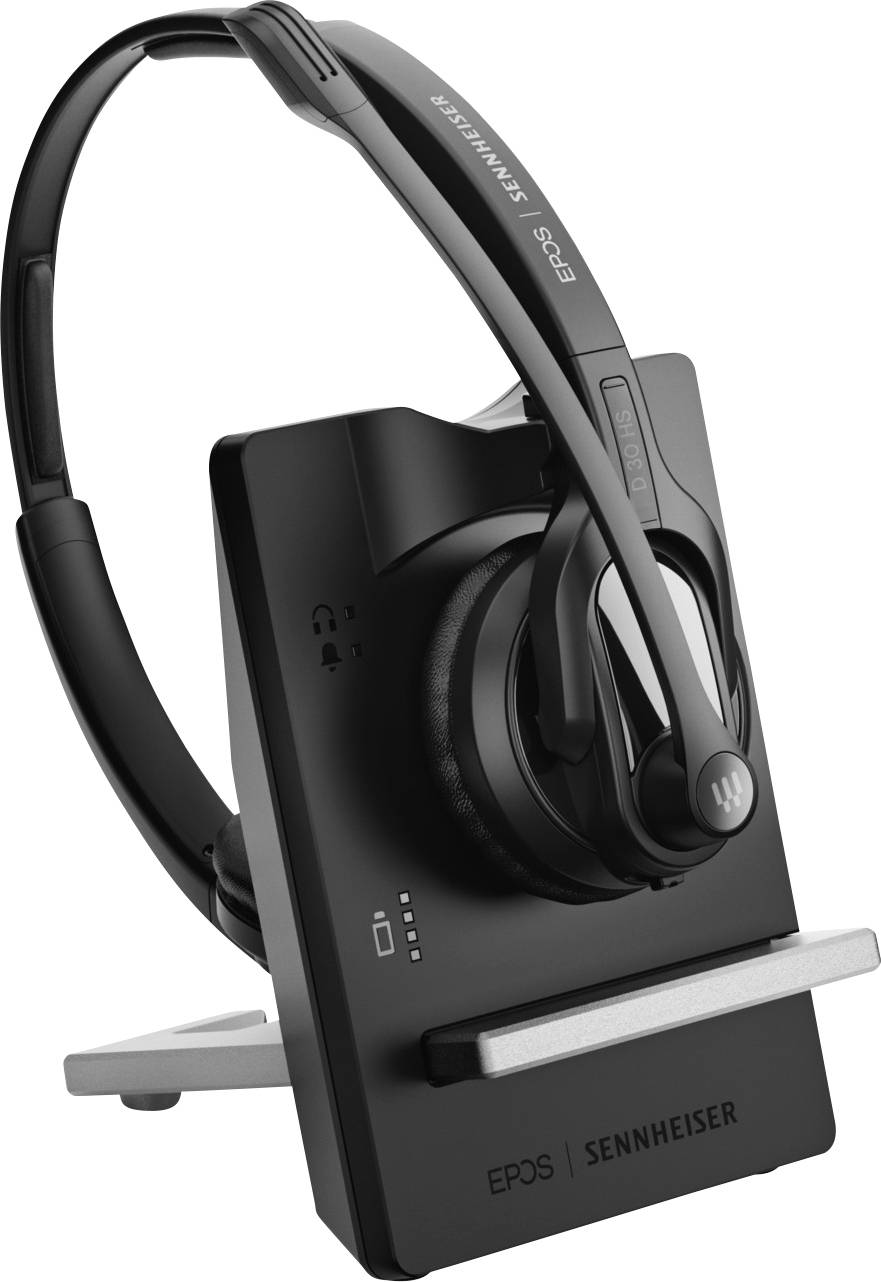 EPOS On Ear Headset DECT Stereo Schwarz Noise Cancelling Mikrofon-Stummschaltung Telefon