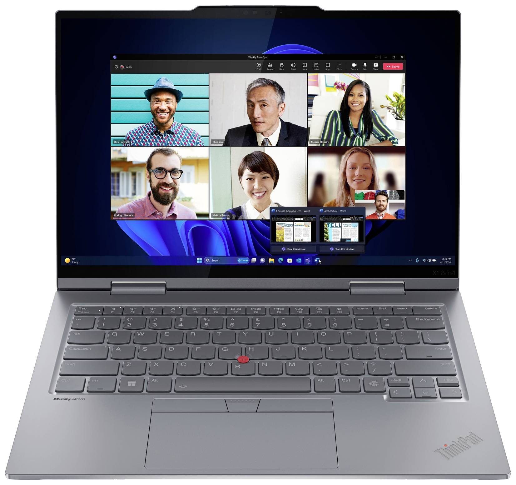 Lenovo 2-in-1 Notebook / Tablet ThinkPad X1 2-in-1 Gen 9 35.6 cm (14 Zoll) WUXGA Intel® Core™ Ultra 7 155U 16 GB RAM 512