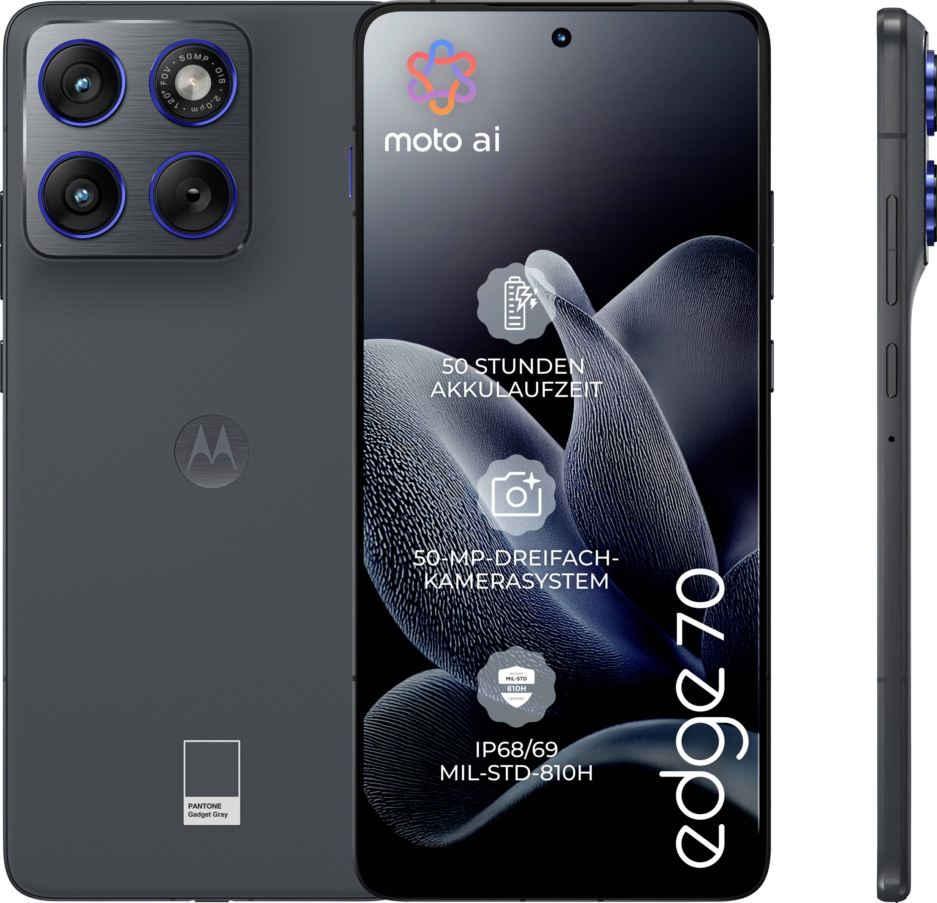 Motorola Smartphone 512 GB Gadget Gray edge 70 6.67 Zoll 12 GB RAM 50 MP 5G LTE