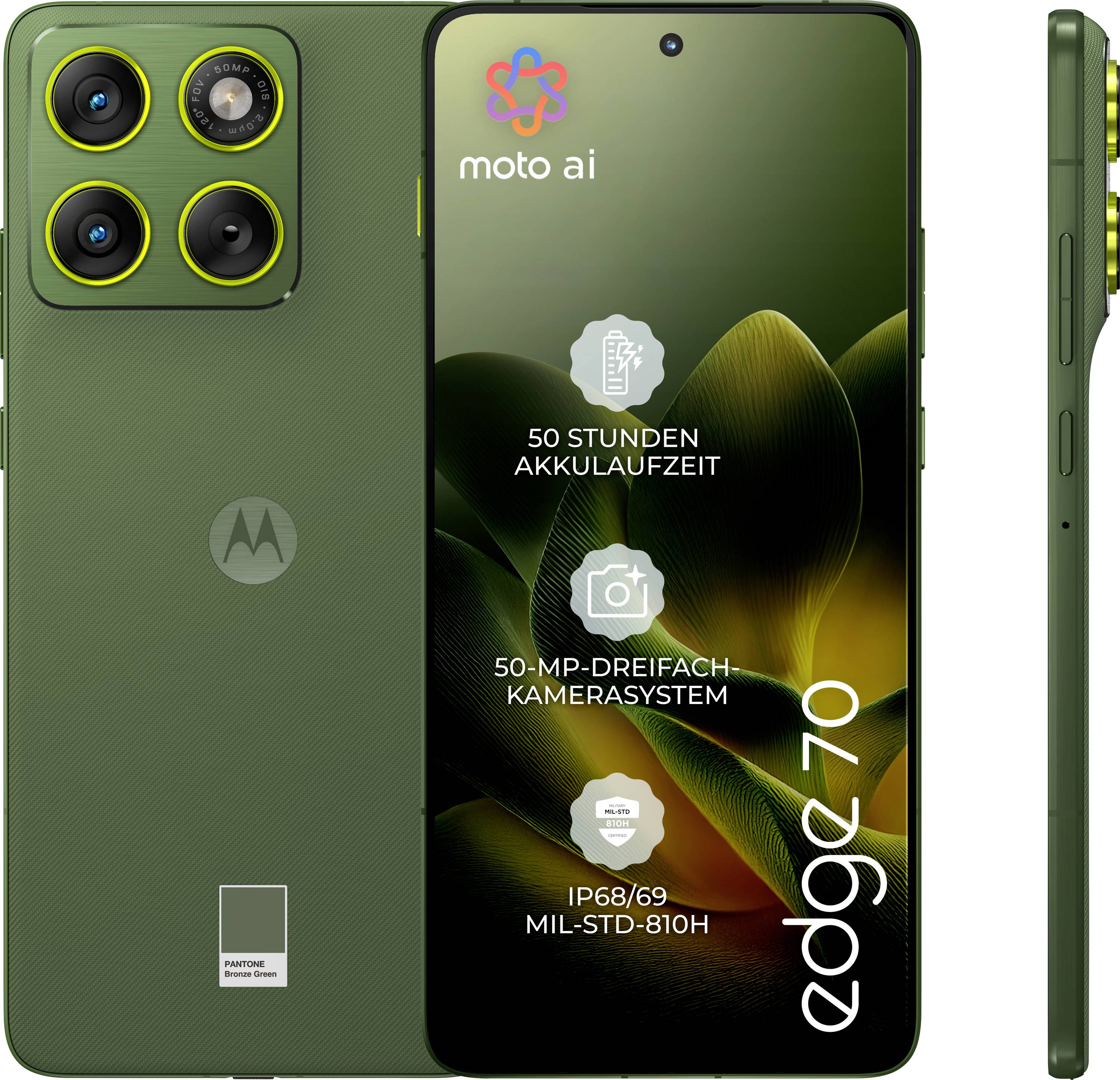 Motorola Smartphone 512 GB Android 16 edge 70 12 GB Bronze Green 6.67 Zoll 50 MP