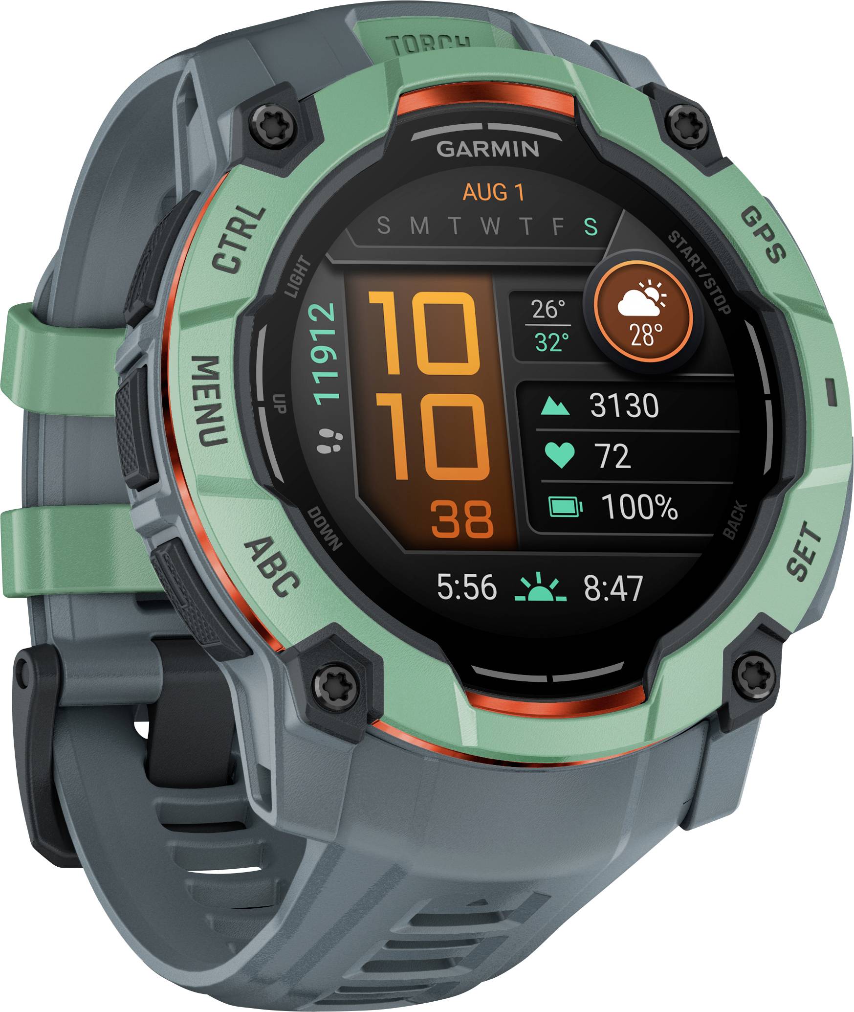 Garmin Smartwatch AMOLED INSTINCT® 3 50 mm Tropical Green GPS Herzfrequenz 10 ATM